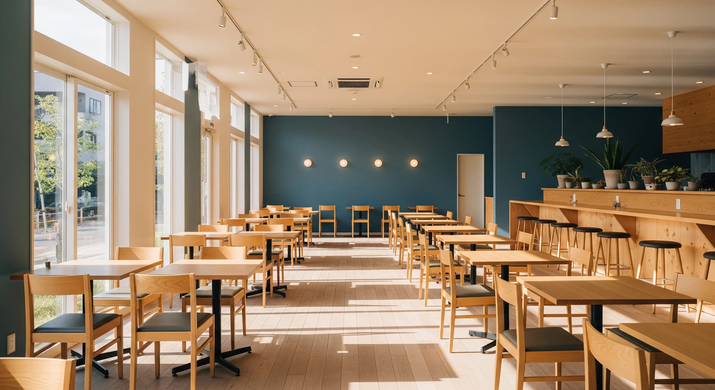 明るいカフェの店内